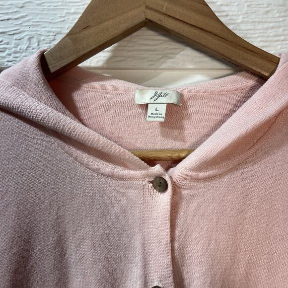 J. Jill purejill Organic Cotton Sweatshirt Button Closure Large Pink Oversized - Picture 3 of 9